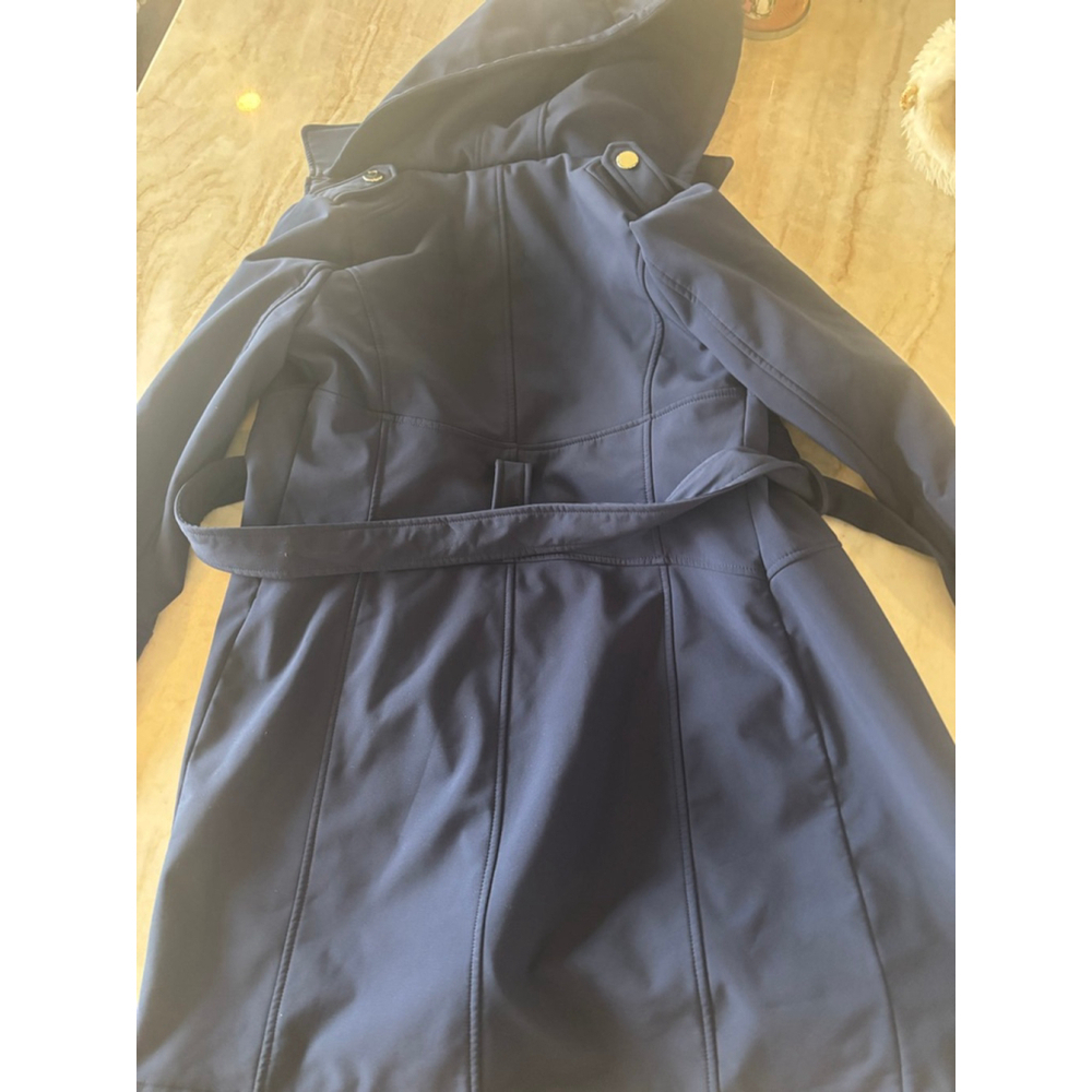 Women's GUESS Navy Trench Coat with Gold Buttons M - Picture 9 of 10